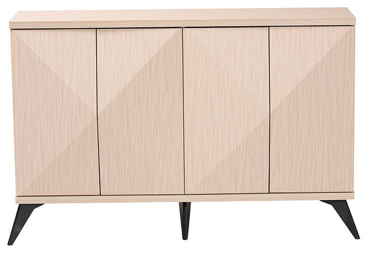 Modern Two-Tone Light Brown and Black Wood 4-Door Sideboard Buffet