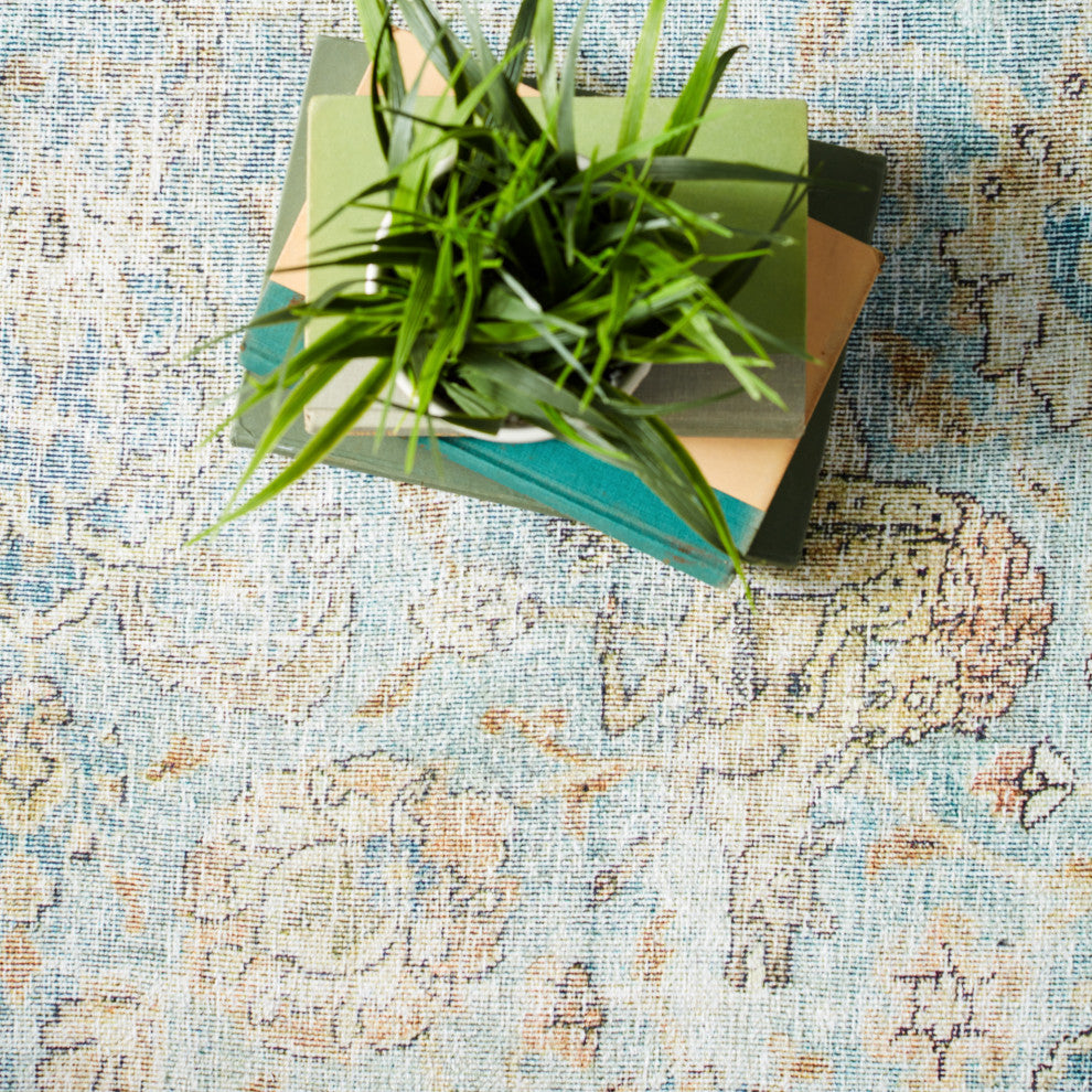 Jaipur Living Stag Oriental Teal/Gold Area Rug, 2'6"x8'