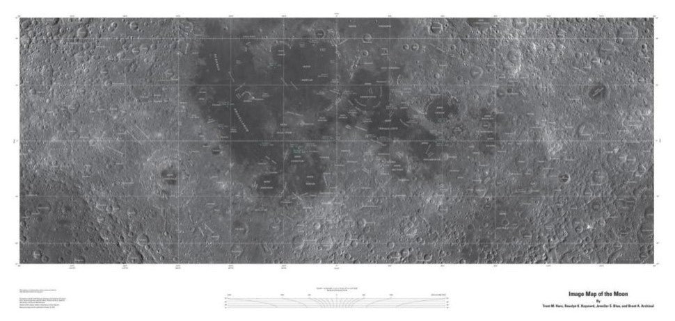 "Map of the Moon, Projection" Print by United States Geological Survey, 74"x38"