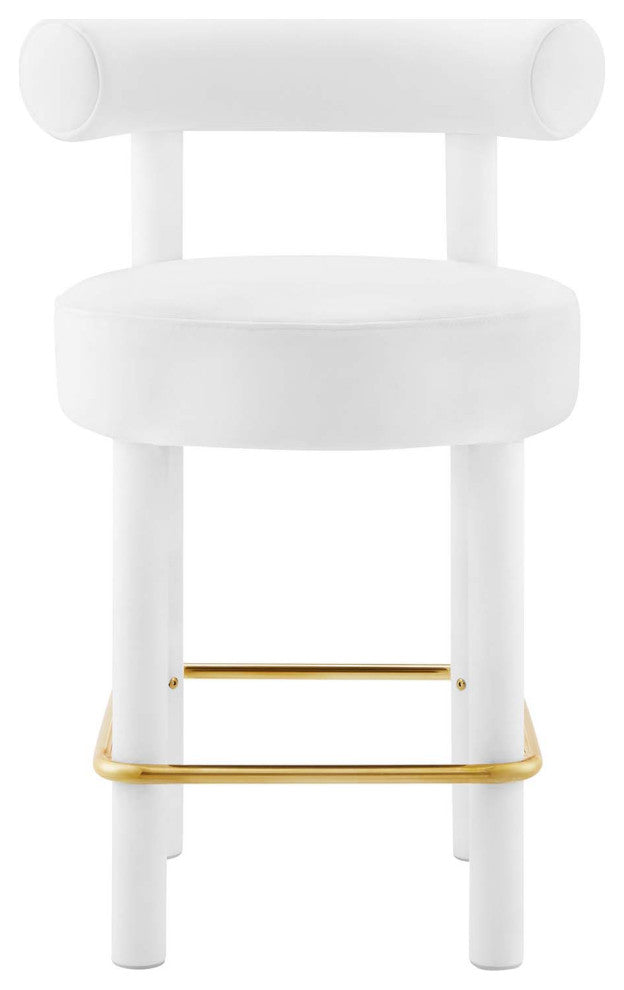 Toulouse Performance Velvet Counter Stool - White Gold
