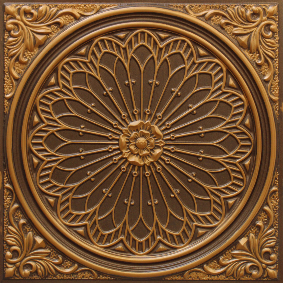 Antique Gold 3D Ceiling Panels, 2'x2', 200 Sq Ft, Pack of 50