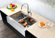 Dawn Undermount Double Bowl With Straight Apron Front Sink, Small Bowl on Left