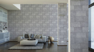 Geometric Faux Textured Wallpaper Featuring Concrete Blocks, 382011