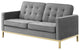 Armchair and Loveseat Sofa Set, Velvet, Gold Gray, Modern, Lounge