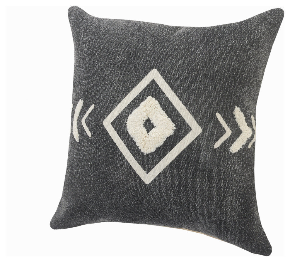 Tufted White Geometric Diamond Throw Pillow