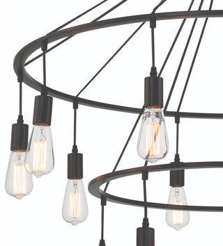 15-Light Unique Wagon Wheel Chandelier, Classic Black