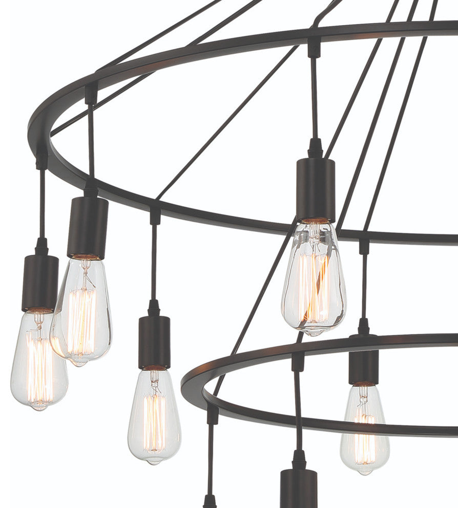 15-Light Unique Wagon Wheel Chandelier, Classic Black