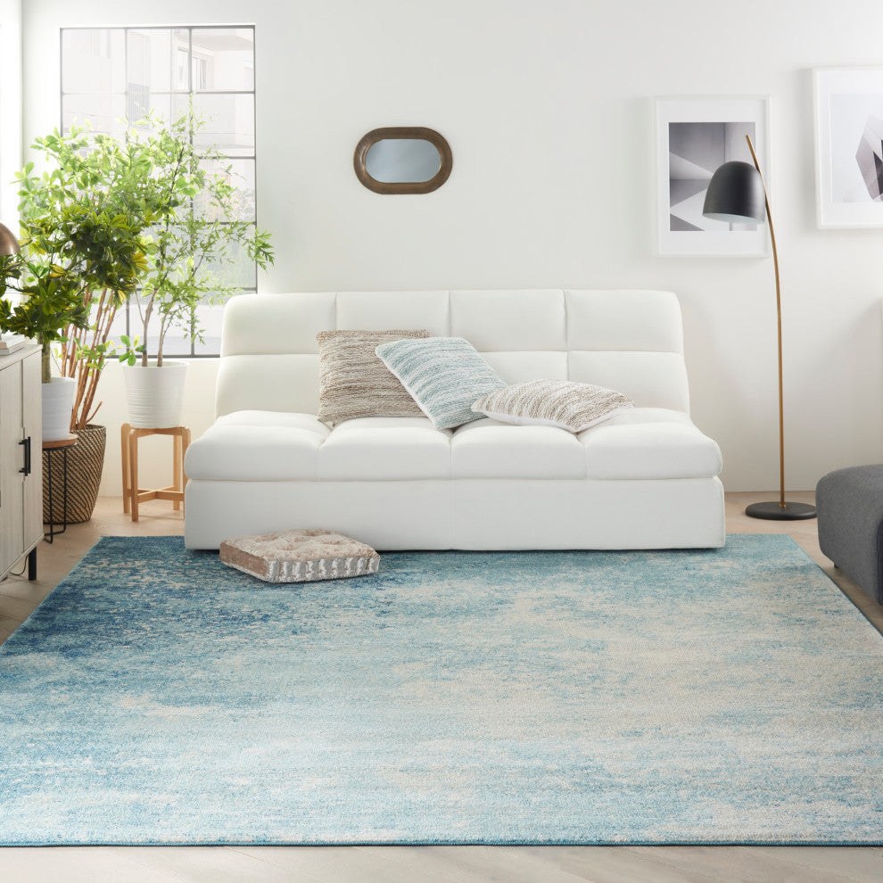 Nourison Passion 9' x 12' Navy Light Blue Modern Indoor Area Rug