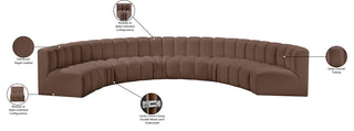 Arc Vegan Leather Upholstered 8-Pc. Inward Curved Modular Sectional, Brown