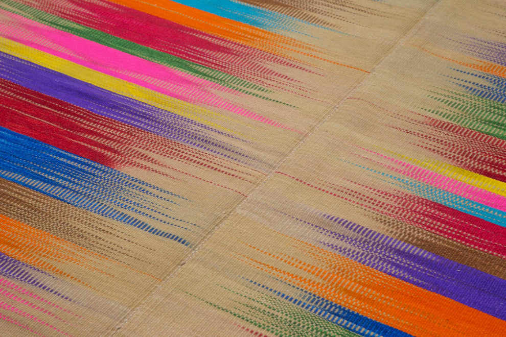 Rug N Carpet - Handmade Turkish 6' 8'' x 9' 5'' Modern Design Wool Kilim Rug