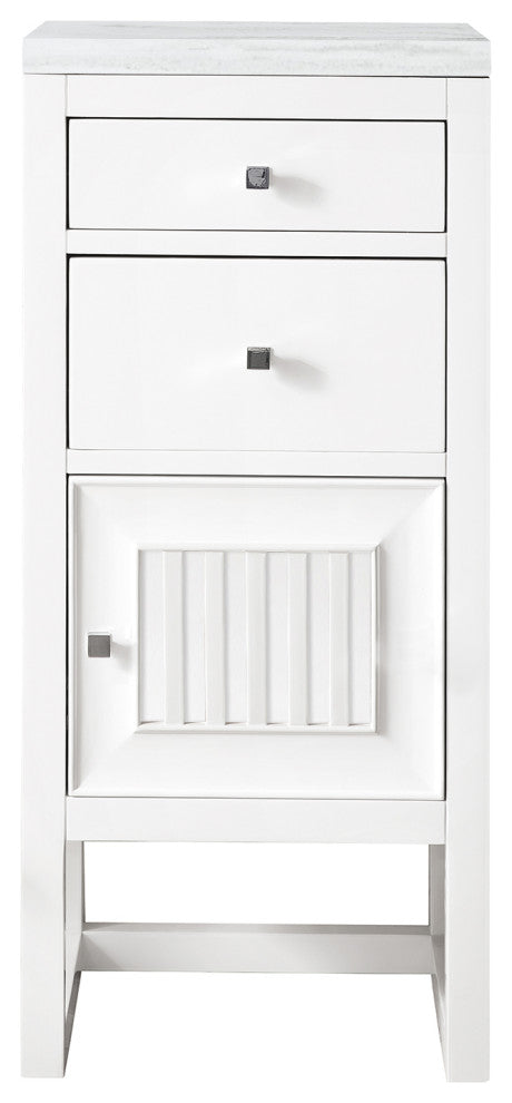 Athens 15" Cabinet With Drawers, Glossy White, Arctic Fall Solid Surface Top