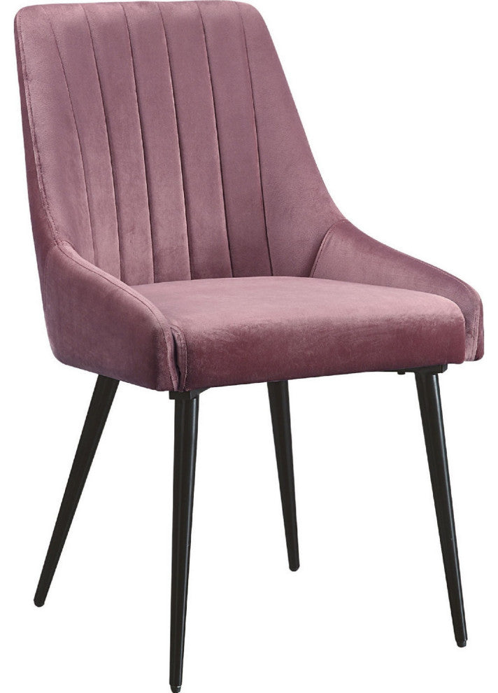 Benzara BM280319 Modern Side Chair, Vertical Tufted, Peg Leg, Set of 2, Pink