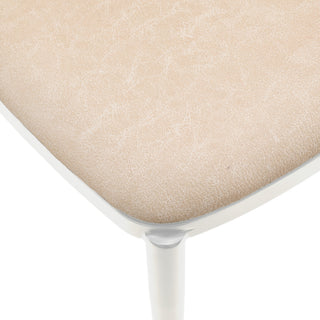 LeisureMod Tule Dining Chair with White Frame Set of 4, Walnut/Light Brown