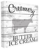 Creamery Cow Butter Ice Cream Gray & White Planked Look Canvas Wall Art, 30"x30"