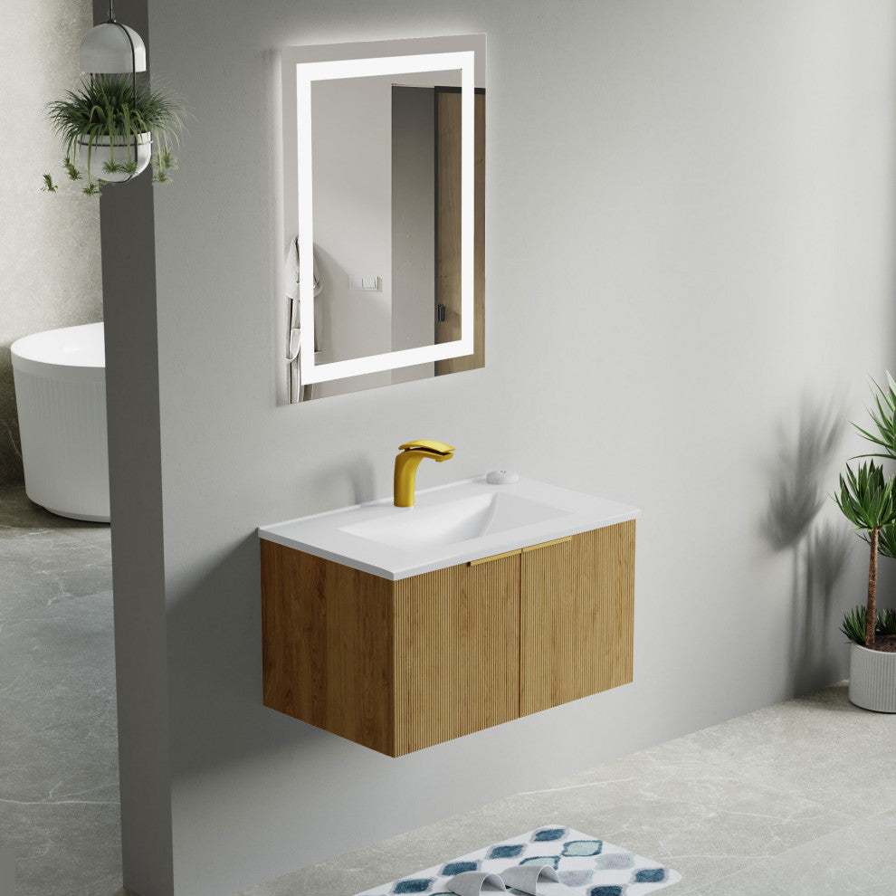 Pershing 30" Single Vanity Set, Oak Natural, Ceramic Basin