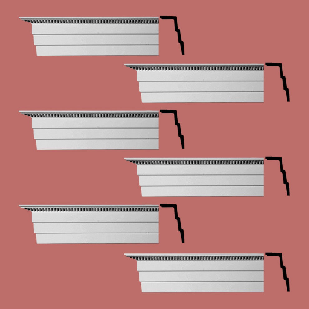 Cornice White Urethane Barrington Ornate Design 6 Pieces Totaling 564" Length