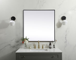 Home Living Metal Frame Square Mirror 30 Inch, Black