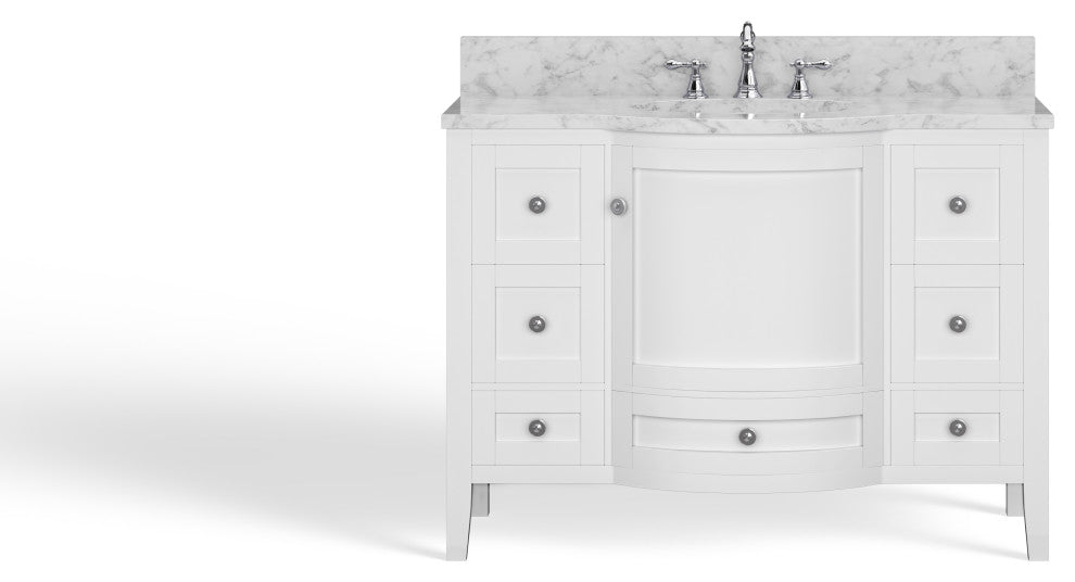 Blanc Bathroom Vanity, White, 48", Single Sink, Freestanding