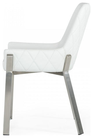 White Brushed Stainless Steel Dining Chair
