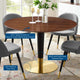 Dining Table, Round, Wood, Metal, Gold Brown Walnut, Modern, Restaurant
