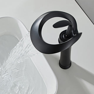 Elegant Waterfall Bathroom Faucet, Single Handle, Solid Brass, Black, Long