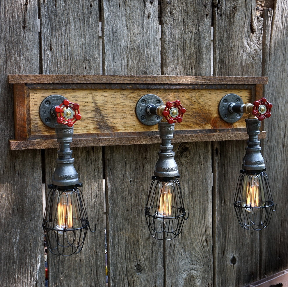 Early Country Vanity 3-Light W/Wire Cages