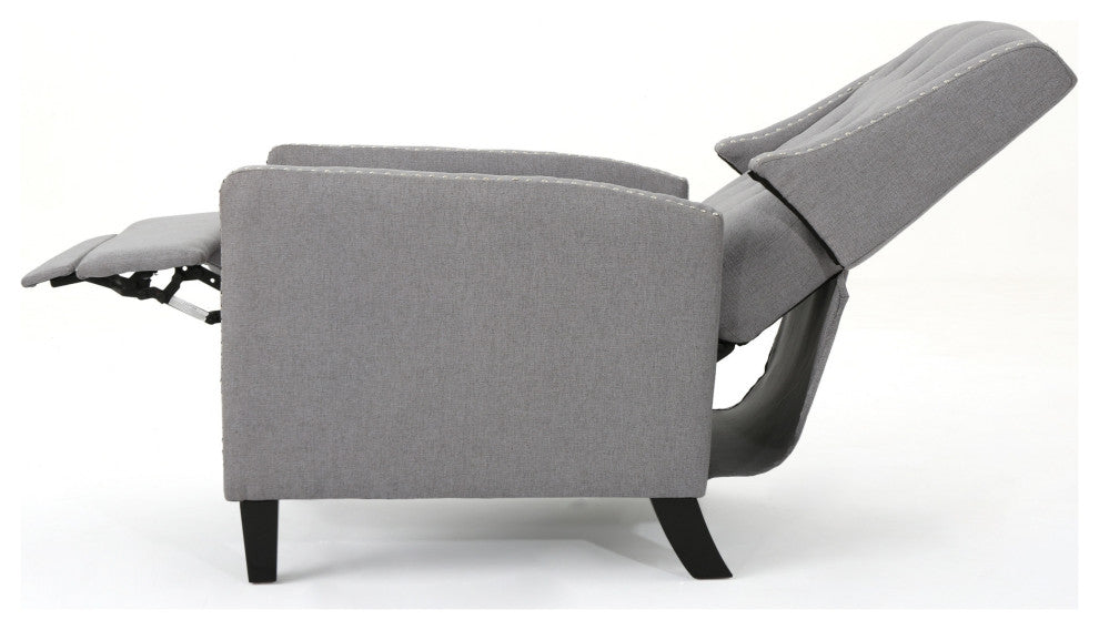 GDF Studio Izaak Tufted Back Fabric Recliner Chair, Light Gray