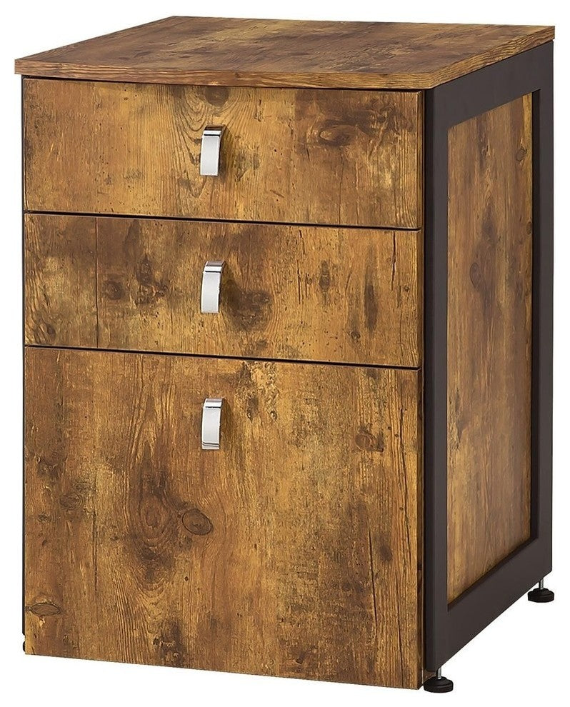Benzara BM172226 File Cabinet with 3-Drawers, Natural