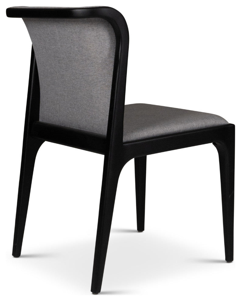 Modern Brazilian Eloa Side Chair Essence Gray Seat Ebano Frame