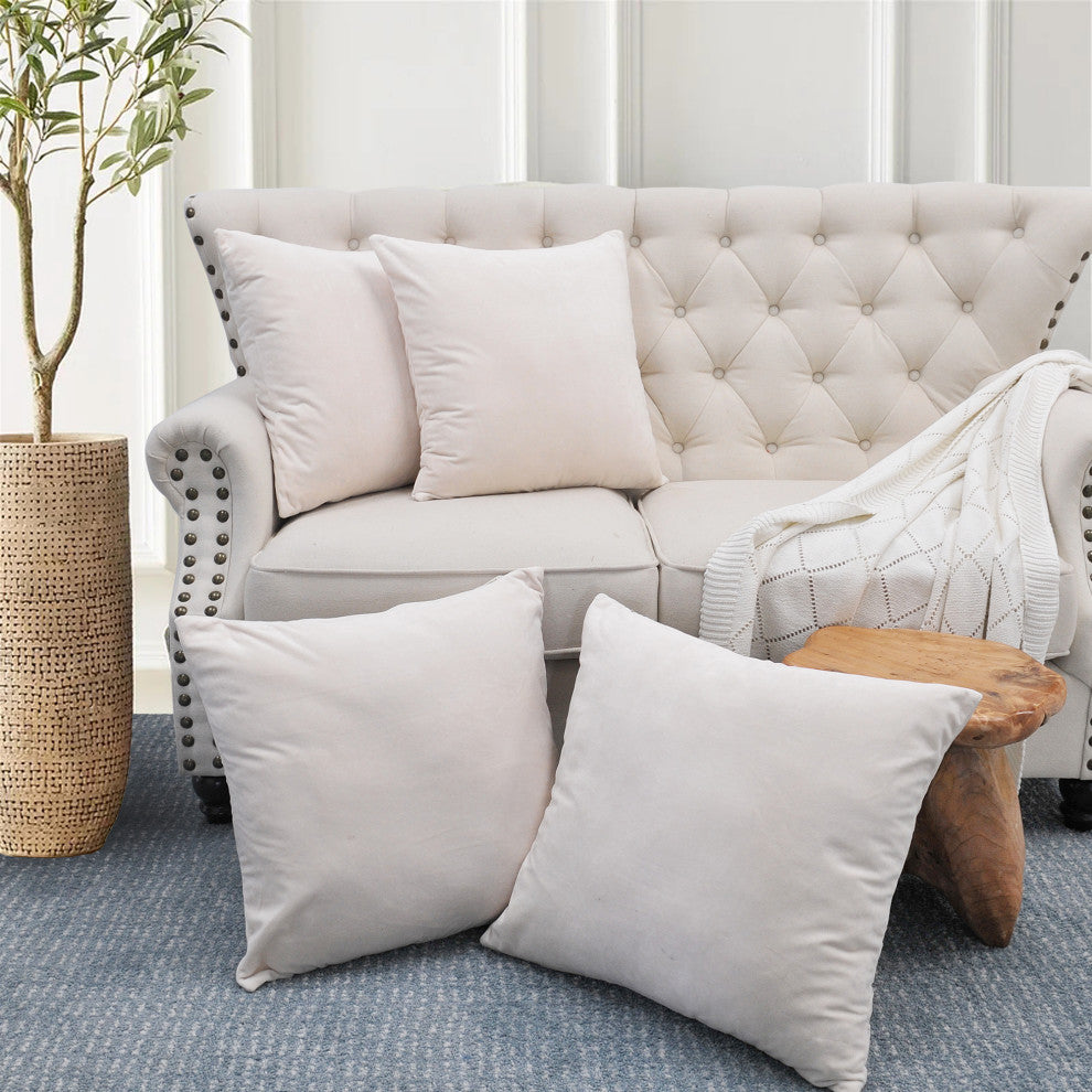 Supersoft Throw Pillow Cover 4 Piece Set, Ivory
