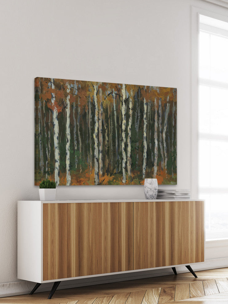 "Autumn Forest" Painting Print on Wrapped Canvas, 60"x40"