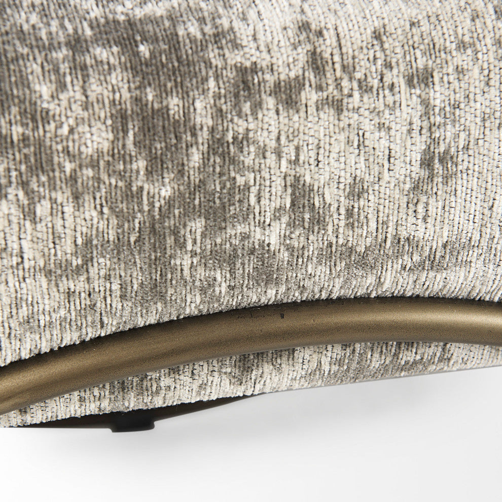 Ayla Light and Dark Gray Fabric Seat With Antique Gold Metal Frame Bench