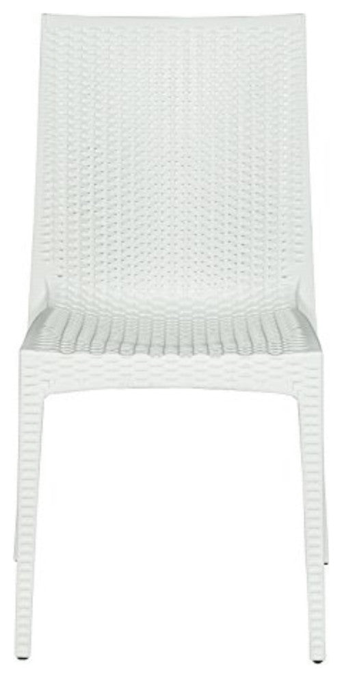 LeisureMod Weave Mace Indoor/Outdoor Dining Chair, Armless, Set of 2