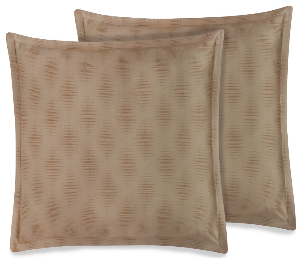 Delara 100% Organic Cotton 2 Inch Flange Euro Sham Set of 2, 26"X26", Brown