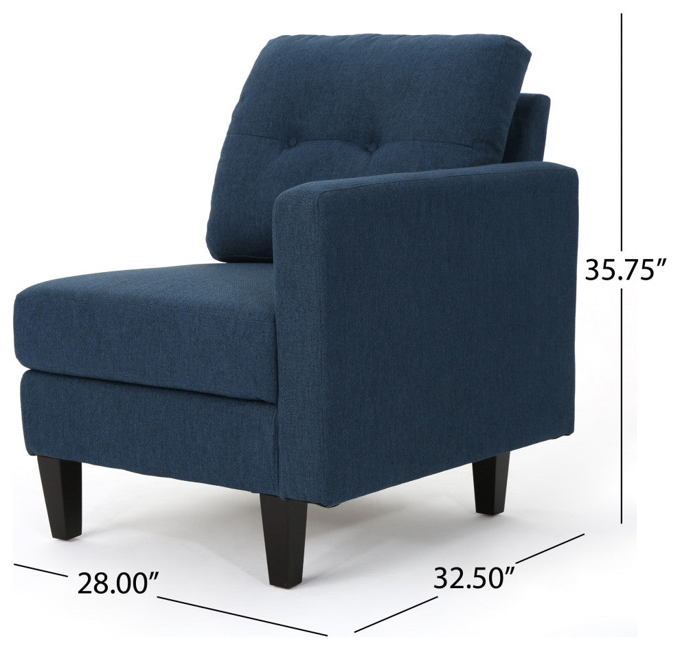 GDF Studio 7-Piece Niya Mid Century Modern Fabric Extended Sectional Sofa, Navy Blue
