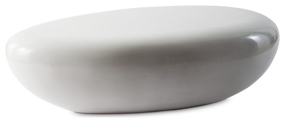 River Stone Cocktail Table Gel Coat, White, Large