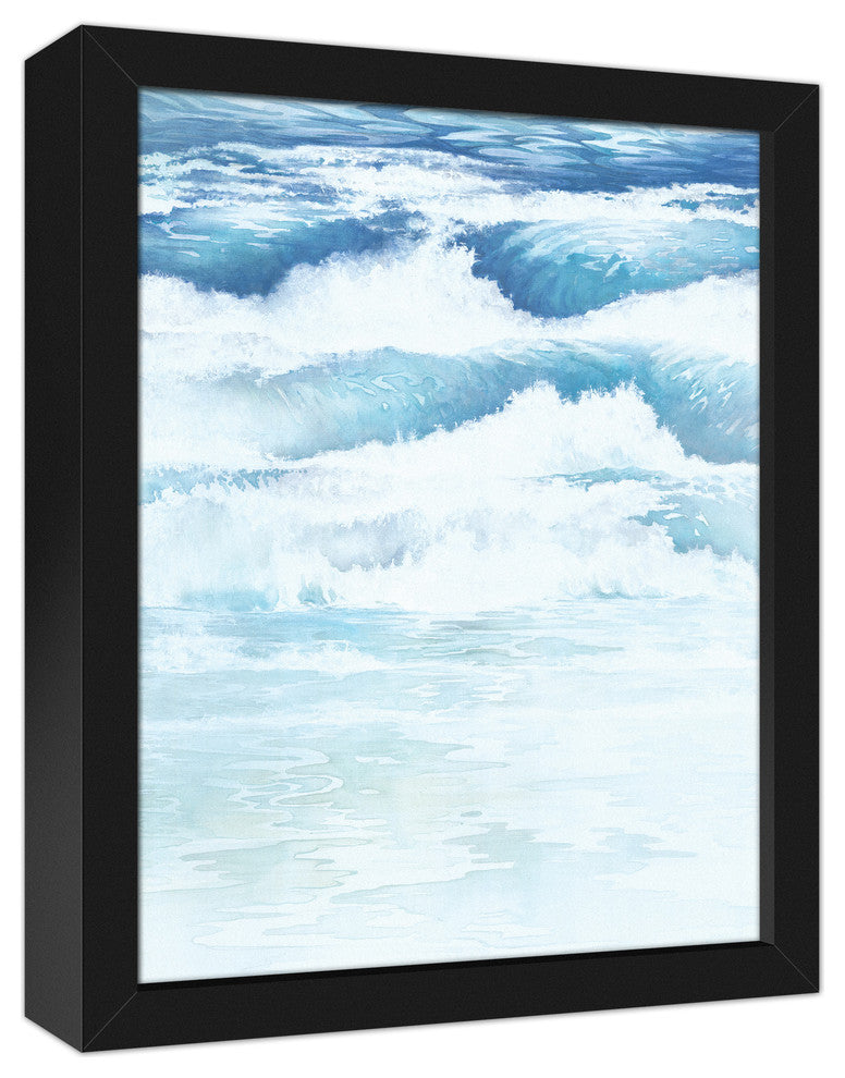 Crashing Open Waves 11x14 Black Framed Canvas