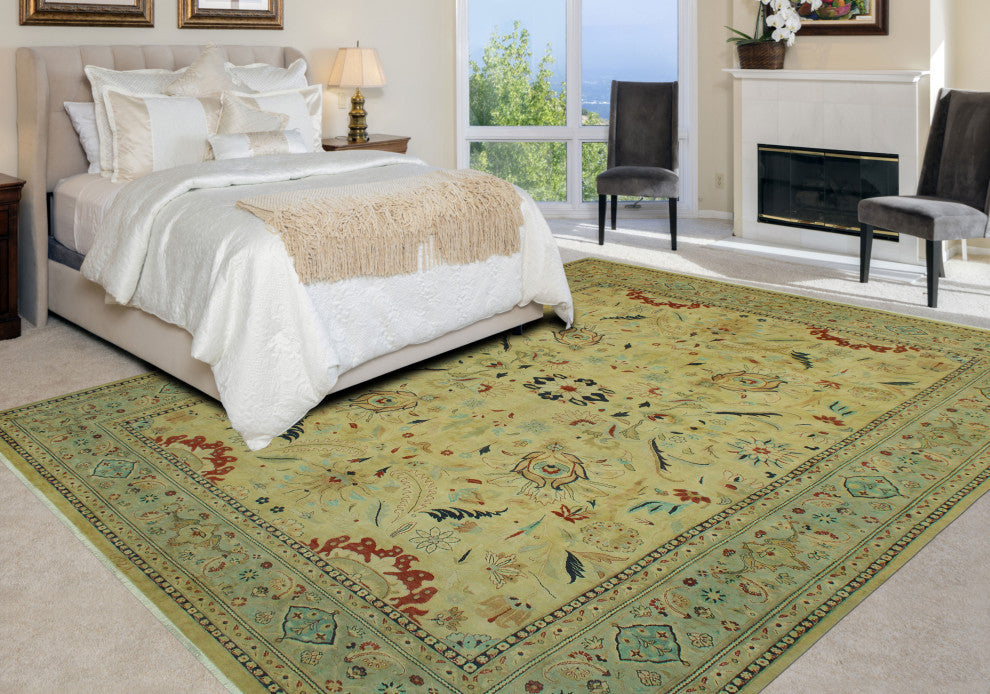 Vegetable-Dyed Finnley Light Gold/Light Blue Rug, 9'10x13'10