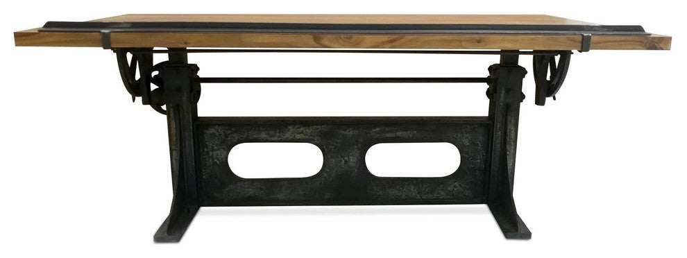 Industrial Adjustable Height Drafting Desk - Tilting Top - Cast Iron Base