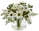 Mixed Daisy Floral Arrangement With Vase, White