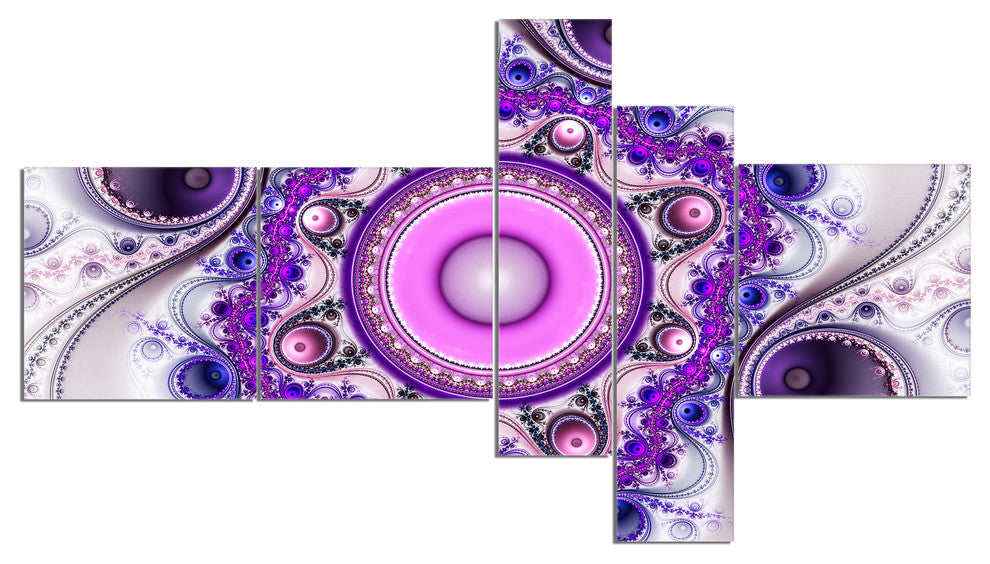 Strange Flower with Wavy Curves, Floral Canvas Art Print, 60"x32", 5 panels