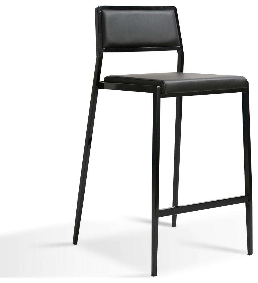 Gale Performance Vegan Leather Stackable Stool, Set of 2, Black