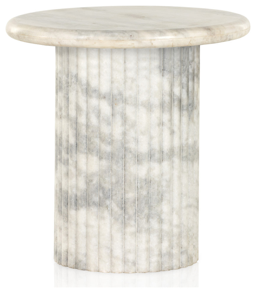 Oranda End Table-Polished White Marble