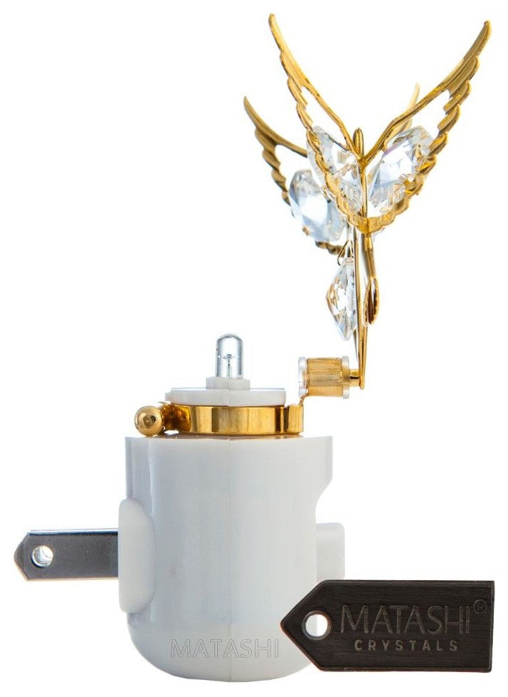 24K Gold Plated Crystal Studded Love Doves Night Light With white LED Bulb