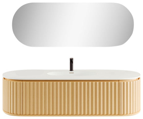 Eviva Haven 64" Oak Wallmount Vanity With White Solid Surface Integrated Top