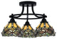 Paramount 3-Light Semi-Flush Light, Matte Black, 7" Grand Merlot Art Glass