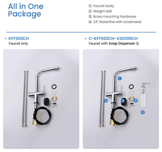 Circular 2-in-1 Water Filter Kitchen Pull Out Faucet, Chrome