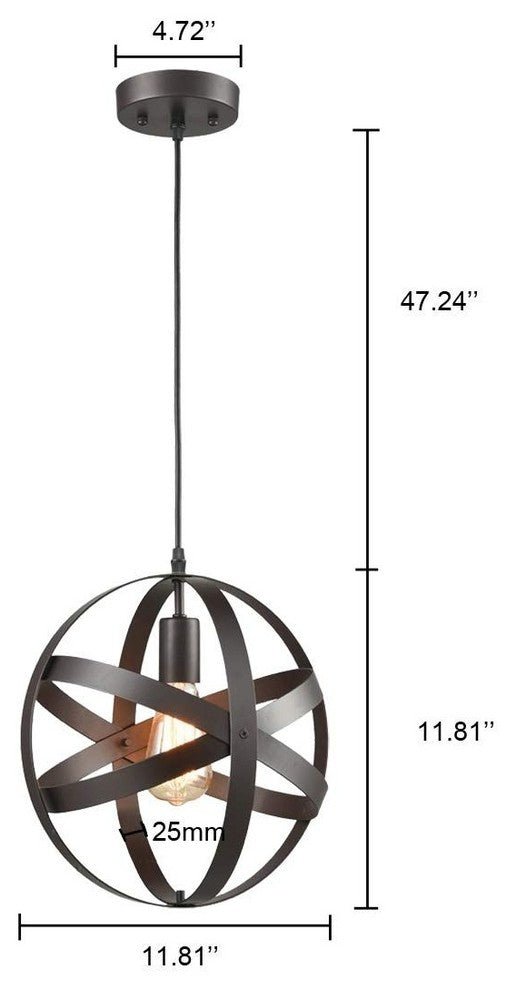 Industrial Metal Spherical Changeable Pendant Lighting, Oil Rubbed Bronze