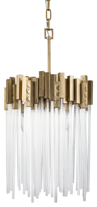 Matrix 3 Light Pendant in Havana Gold with Clear Fluted Glass