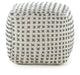GDF Studio Fender Cream and Green Fabric Square Pouf Ottoman